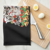 Siberische husky kerstboomverlichting | hondenoorl theedoek (Quarter Fold)