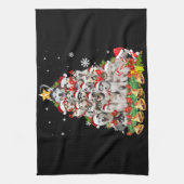 Siberische husky kerstboomverlichting | hondenoorl theedoek (Verticaal)