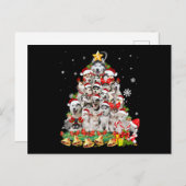 Siberische husky kerstboomverlichting | hondenoorl uitnodiging briefkaart (Voorkant / Achterkant)