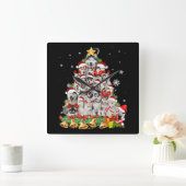 Siberische husky kerstboomverlichting | hondenoorl vierkante klok (Huis)