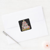 Siberische husky kerstboomverlichting | hondenoorl vierkante sticker (Envelop)