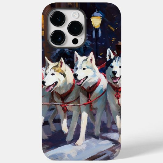 Siberische Husky Kerstfeest Seizoen Case-Mate iPhone Case (Achterkant)