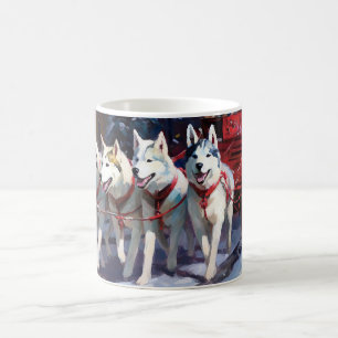 Siberische Husky Kerstfeest Seizoen Koffiemok