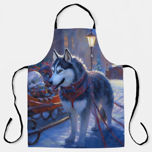 Siberische Husky Kerstfeest Seizoen Schort (Voorkant)