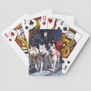 Siberische Husky Kerstfeestseizoen Pokerkaarten