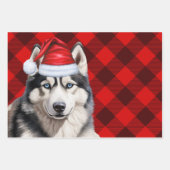 Siberische Husky Kersthond Red Buffalo Plaid Inpakpapier Vel (Voorkant 3)