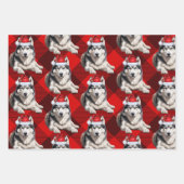 Siberische Husky Kersthond Red Buffalo Plaid Inpakpapier Vel (Voorkant 2)