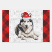 Siberische Husky Kersthond Red Buffalo Plaid Inpakpapier Vel (Voorkant)