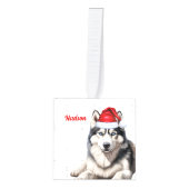 Siberische Husky Kersthond Twee Foto Vakantie Decoratie (Voorkant)