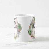 Siberische Husky Kerstkrans Feestelijke Pup Koffiemok (Center)