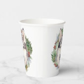 Siberische Husky Kerstkrans Feestelijke Pup Papieren Bekers (Rechts)