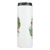 Siberische Husky Kerstkrans Feestelijke Pup Thermosbeker (Achterkant)