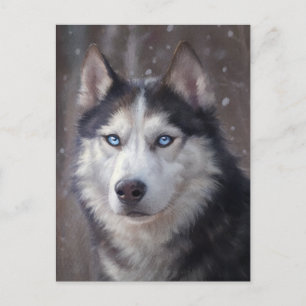 Siberische Husky kerstkunst Feestdagenkaart