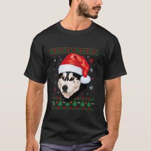 Siberische Husky Kerstman Lelijke Trui Hond T T-shirt