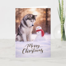 Siberische Husky Kerstman Sneeuwman