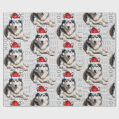 Siberische Husky Kerstman voor Hondenliefhebbers Cadeaupapier (Vlak)