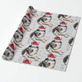 Siberische Husky Kerstman voor Hondenliefhebbers Cadeaupapier (Uitgerold)