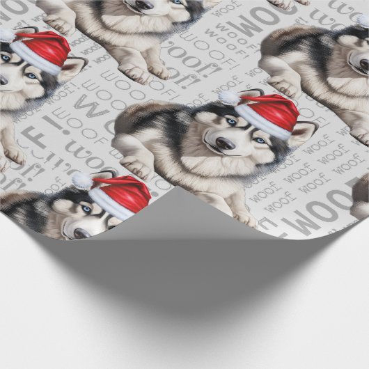 Siberische Husky Kerstman voor Hondenliefhebbers Cadeaupapier (Hoek)