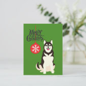 Siberische Husky Kerstmis Feestdagenkaart (Staand voorkant)