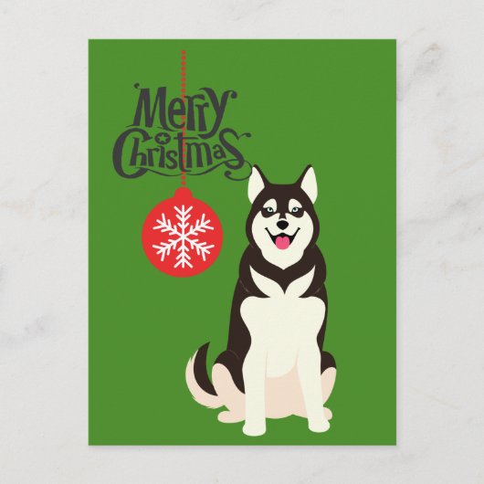 Siberische Husky Kerstmis Feestdagenkaart (Voorkant)