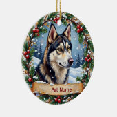 Siberische Husky Kerstmis Keramisch Ornament (Rechts)
