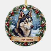Siberische Husky Kerstmis Keramisch Ornament (Voorkant)