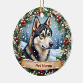 Siberische Husky Kerstmis Keramisch Ornament (Links)