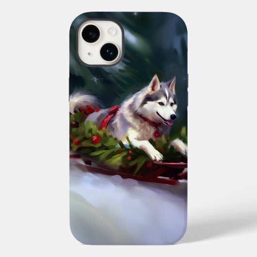 Siberische Husky Kerstmis sneeuw winter Case-Mate iPhone Case (Achterkant)