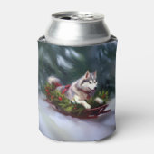 Siberische Husky Kerstsneeuw winter Blikjeskoeler (Blikje Voorkant)