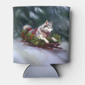 Siberische Husky Kerstsneeuw winter Blikjeskoeler (Voorkant)