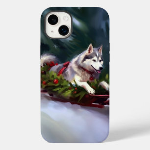 Siberische Husky Kerstsneeuw winter Case-Mate iPhone 14 Plus Hoesje