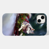 Siberische Husky Kerstsneeuw winter Case-Mate iPhone Case (Achterkant (horizontaal))
