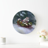 Siberische Husky Kerstsneeuw winter Grote Klok (Huis)