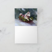 Siberische Husky Kerstsneeuw winter Kaart (Binnen)