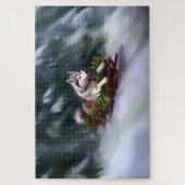 Siberische Husky Kerstsneeuw winter Legpuzzel (Verticaal)