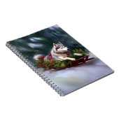 Siberische Husky Kerstsneeuw winter Notitieboek (Rechterzijde)
