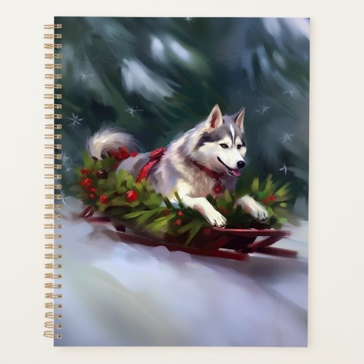 Siberische Husky Kerstsneeuw winter Planner (Voorkant)