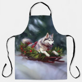 Siberische Husky Kerstsneeuw winter Schort (Voorkant)