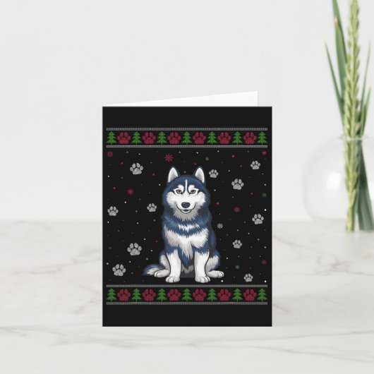 Siberische Husky Kersttrui Xmas Huisdier Dier D Kaart (Voorkant)