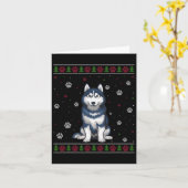 Siberische Husky Kersttrui Xmas Huisdier Dier D Kaart (Gele Bloem)
