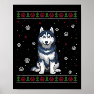 Siberische Husky Kersttrui Xmas Huisdier Dier D Poster