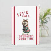 Siberische Husky kerstvakantie uitnodiging (Staand voorkant)