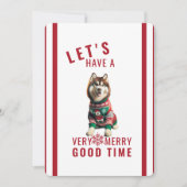 Siberische Husky kerstvakantie uitnodiging (Voorkant)