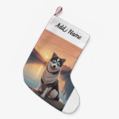 Siberische Husky Kleine Kerstsok (Voorkant (Hangend))