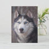 Siberische Husky Kunst Feestdagenkaart (Staand voorkant)