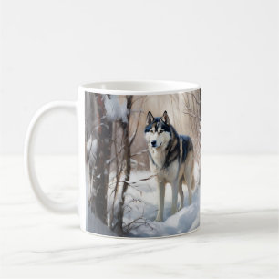 Siberische Husky Laat het Sneeuwen Kerstmis Koffiemok
