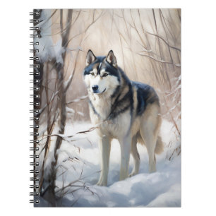 Siberische Husky Laat het Sneeuwen Kerstmis Notitieboek