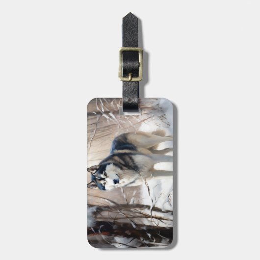 Siberische Husky liet het sneeuwKerstmis Bagagelabel (Voorkant verticaal)