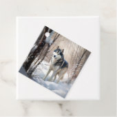 Siberische Husky liet het sneeuwKerstmis Bedankjes Labels (In situ)