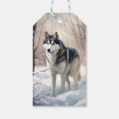 Siberische Husky liet het sneeuwKerstmis Cadeaulabel (Achterkant)